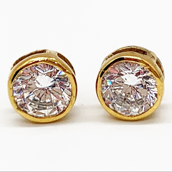 925 STERLING SILVER GOLD VERMEIL CRYSTAL EARRINGS